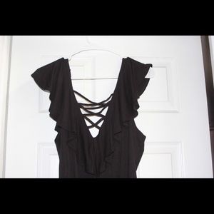 Off the shoulder black bodysuit